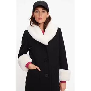 Kate Spade Faux Fur Wool Coat size 14